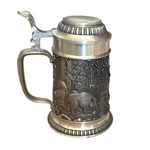VINTAGE RARE ETAIN ZINN‎ 95% HEAVY PEWTER GERMAN BEER STEIN